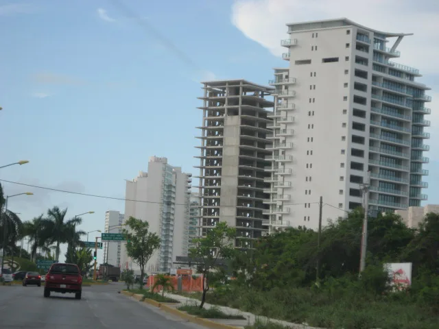 Apartment towers along Avenida Bonampak in Cancún.