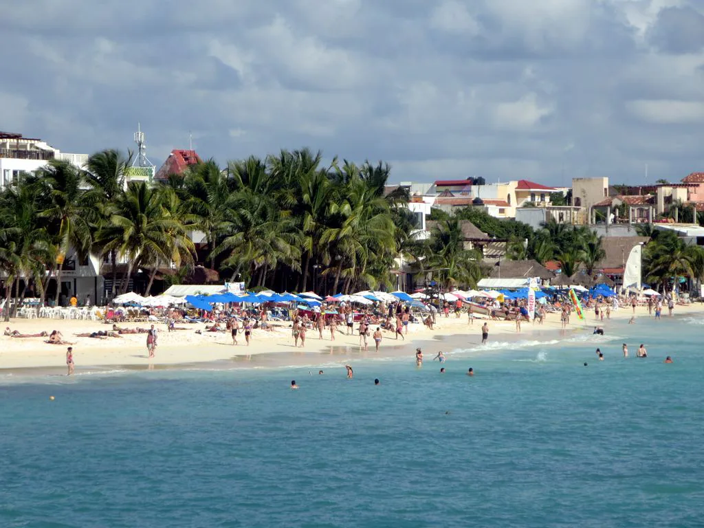 Downtown beach in Playa del Carmen, near the church of Nuestra Señora del Carmen.