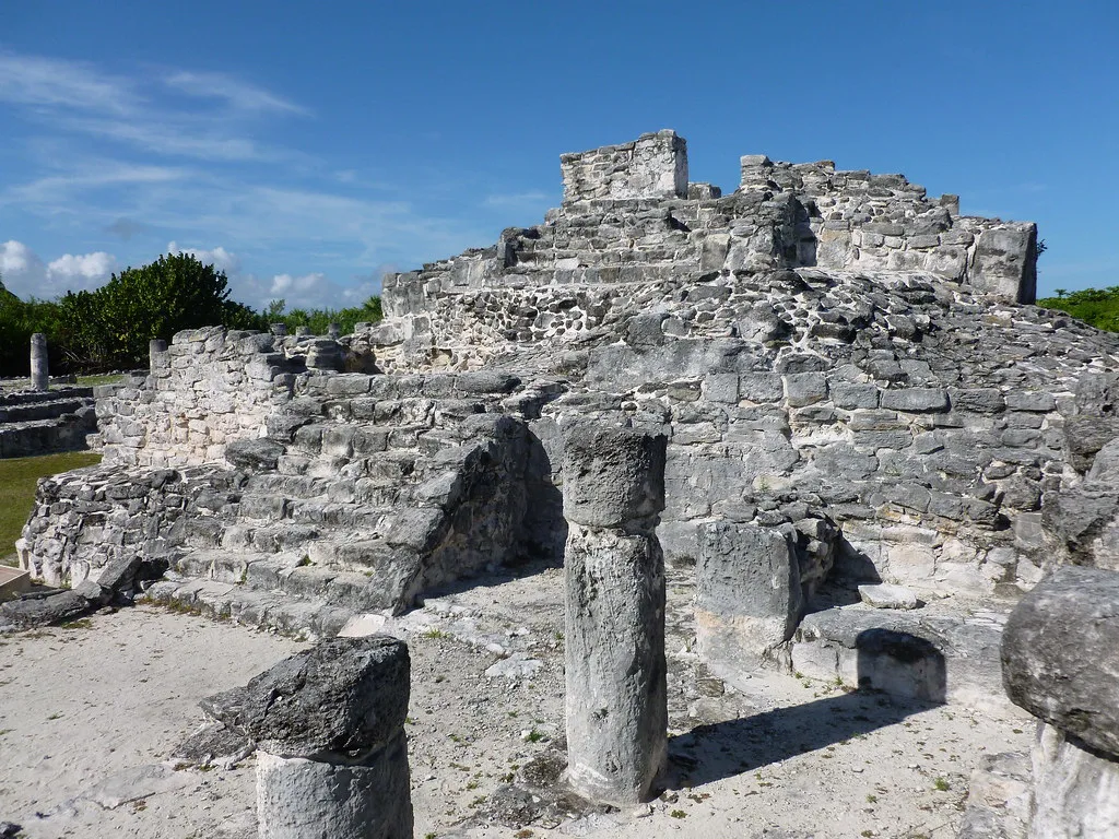 Mayan ruins at the El Rey archaeological site in Cancún.