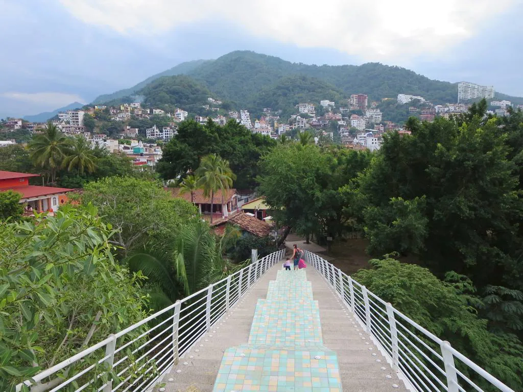 Bridge from Gringo Gulch down to Isla del Río Cuale in Puerto Vallarta.
