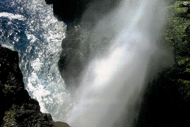 La Bufadora blowhole spraying seawater on the Punta Banda Peninsula near Ensenada.