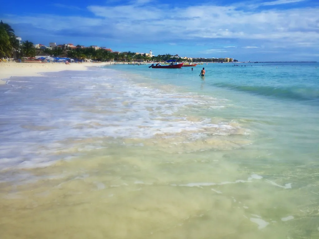Beach on the Caribbean coast in Playa del Carmen.