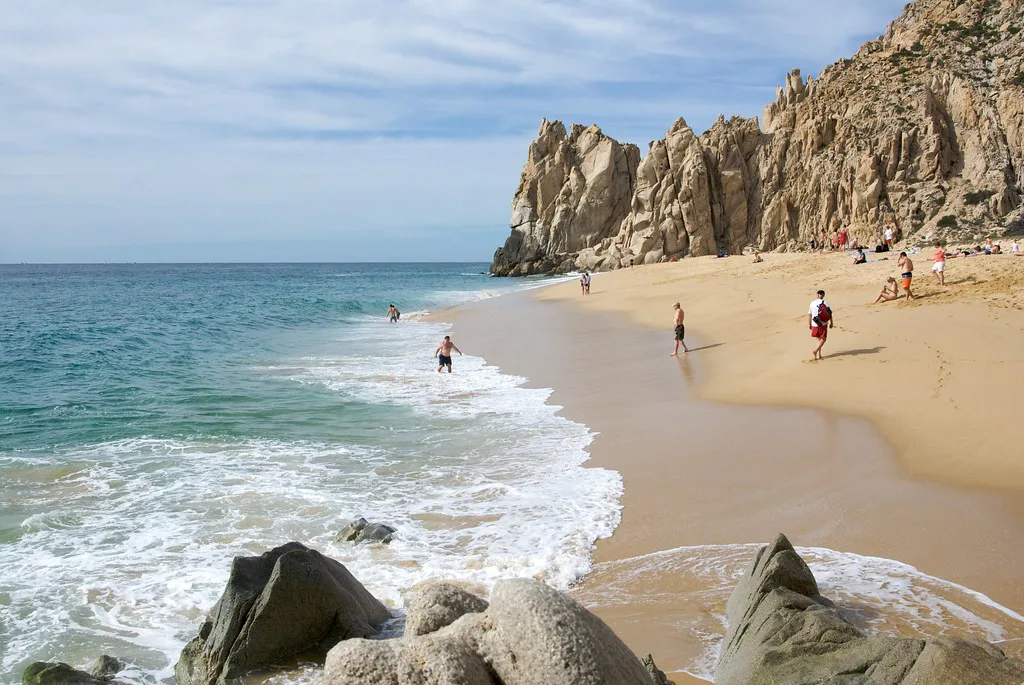 Waves rolling onto Playa del Amor in Cabo San Lucas.