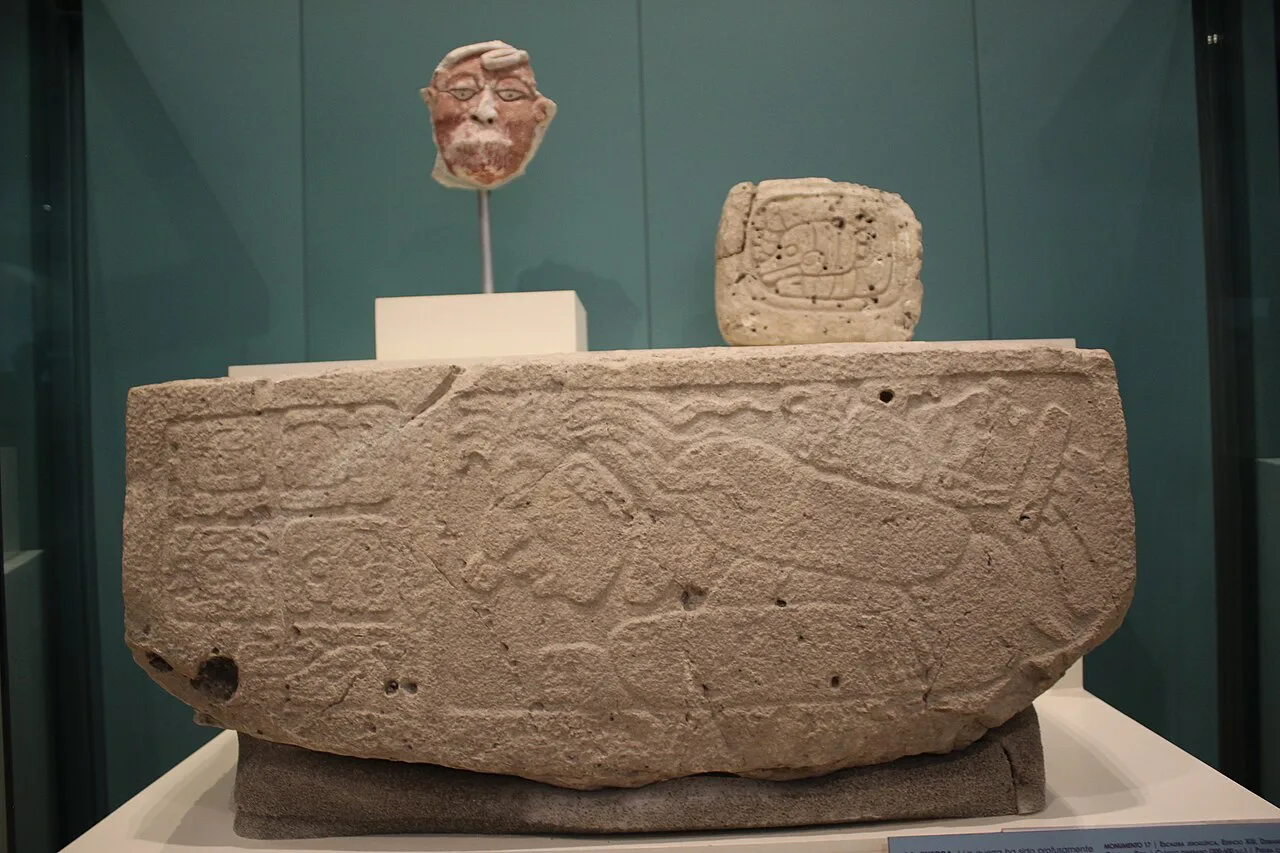 Carved stone on display at the Museo Maya de Cancún.