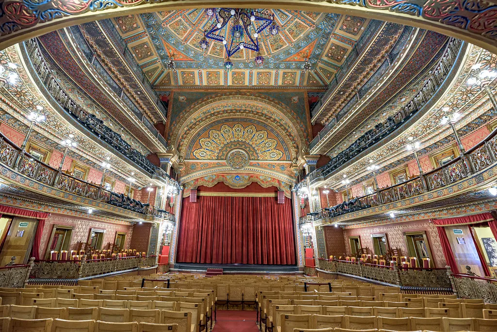 Ornate auditorium of the Teatro Juárez in Guanajuato.