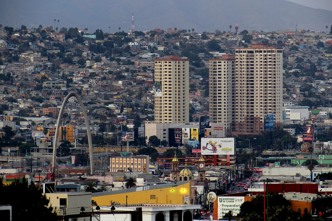 Tower blocks and hillside neighborhoods of downtown Tijuana.
