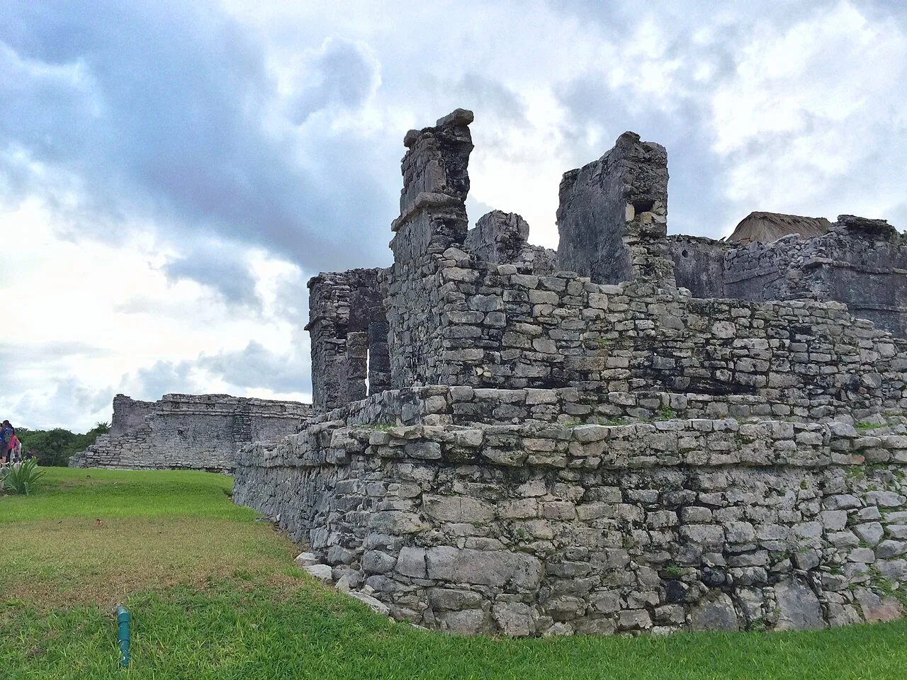 Weathered walls of a Maya structure at the Tulum archaeological site.